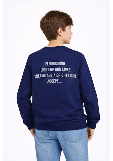 Baglan Erkek Çocuk Önü Arkası Baskılı Sweatshirt Bgl-st05231 Lacivert