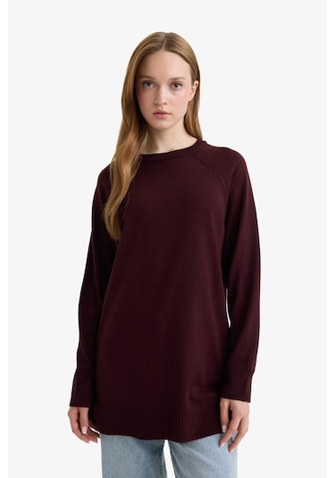 Defacto Regular Fit Bisiklet Yaka Basic Düz Uzun Kollu Tunik C4474ax25wnbr174 Bordo