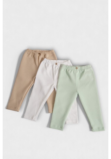 3'lü Pamuk Bebek Tayt Çok Renkli