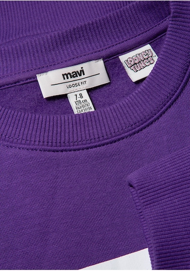 Mavi - Tweety Baskılı Baskılı Mort Sweatshirt 7s10073-70633 Mor