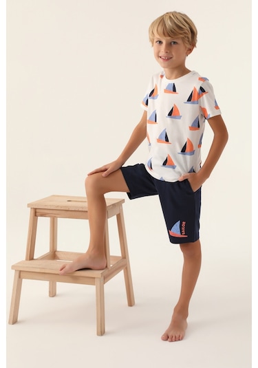 Rolypoly Boat Krem Erkek Çocuk Bermuda Takım 5274-42919 Krem