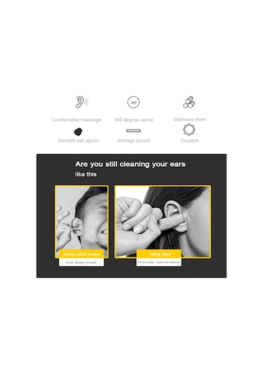 Yifomall 6 Parça Paslanmaz Çelik Kulak Temizleme Seti, Kulak Kiri Temizleyici Kaşık Ve Saklama Kesesi İçeren