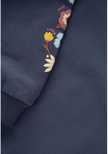 Cigit Kol Nakışlı Sweatshirt 2-10 Yaş Lacivert Lacivert