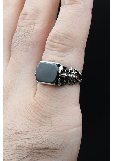 Akrep Figürlü Oniks Taşlı 925 Ayar Gümüş Yüzük 902359 Gümüş