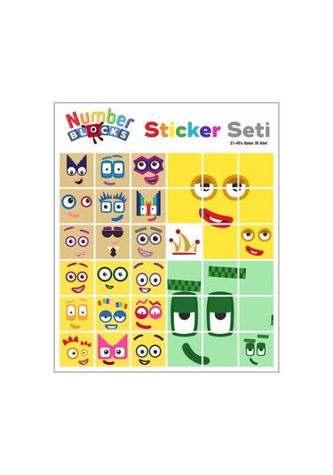 Number Blocks Matematik Eğitici Birim Küp Snapcubes /21-40 Sticker 36 Pcs