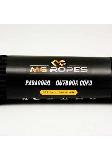 Polyester Paracord İp 4 Mm Siyah 30 Metre