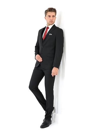 Presto Erkek Yelekli Slimfit Takım Elbise 6 Drop Siyah 778-001 Siyah