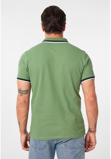 Javeir Erkek Regular Fit Çizgi Detaylı Polo Yaka T-shirt Yeşil
