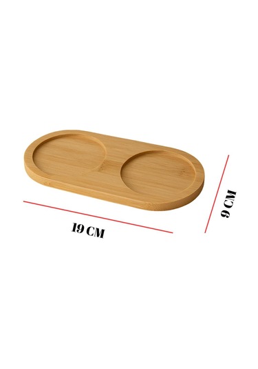 Bambu Yağdanlık Altlığı Çift Yuvalı 9x19 Cm Ahşap