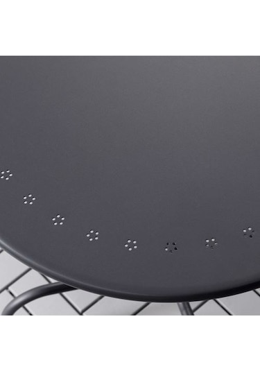 Yuvarlak Balkon-bahçe Masası Gri, Meridyendukkan 70 Cm Lackö Masa 2-4 Kişilik Metal