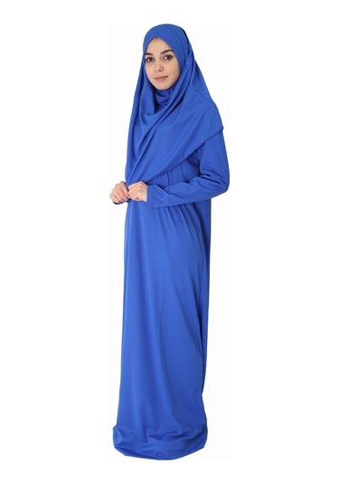 Saks Mavisi Fermuarsız Namaz Elbisesi (545583966) Saks