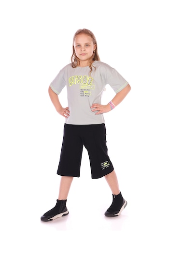 Toontoy Kız Çocuk Lets Be Happy Baskılı Kaprili Takım Yeşil