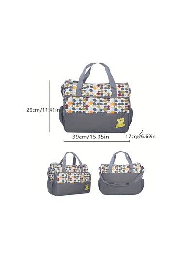 Dashanshop 5li Set Pembe Anne Çantası Büyük Boy Omuz Askılı Bebek Bez Çantası Ayı Baskılı A.Mor