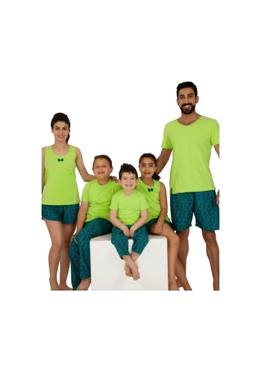 The Don Aile Yeşil-Lacivert Desenli Erkek Çocuk Pijama Takımı (9-