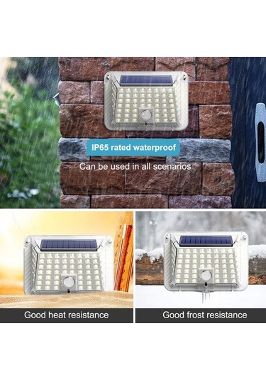 Tongxida Led Güneş Enerjili Duvar Lambası, Dış Mekan İçin, Hareket Algılama, Su Geçirmez, 6000-7000k Beyaz Işık, 90 Led, 1200m