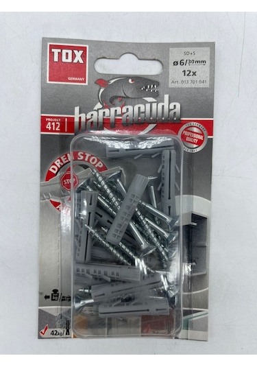 Tox Barracuda Plastik Dübel Vida Seti 6X30 Mm 12 Adet
