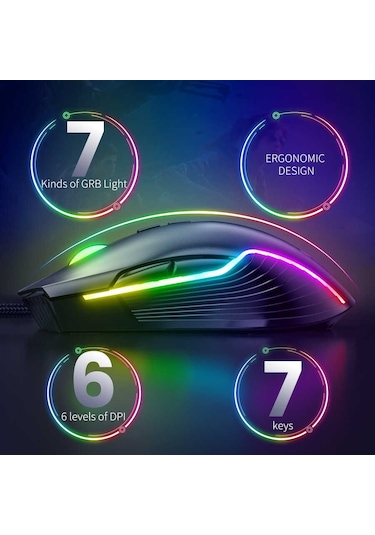 Onikuma CW905 Kablolu RGB Oyuncu Mouse
