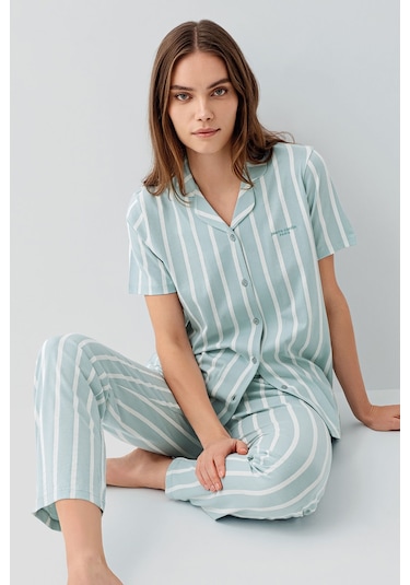 Pierre Cardin Kadın Yeşil Gömlek Pijama Takım Pc9153-s-v1 Yeşil