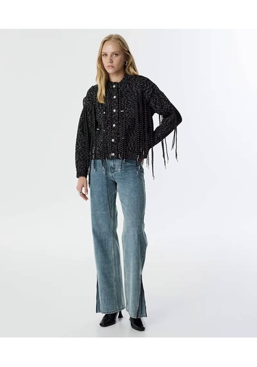 Twist Kordon Püsküllü Siyah Kadın Ceket Tw6250005047 Siyah