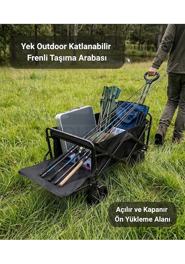 Yek Outdoor Extend Wagon Katlanabilir Kamp Ve Yük Arabası Siyah