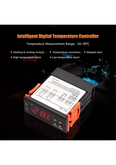 Dofolink Stc-1000 Akıllı Sıcaklık Kontrol Cihazı - Otomatik Isıtma/soğutma, Sıcaklık Düzeltme, Gecikmeli Başlangıç, Alarm Fonksiyonu - Dc 24v