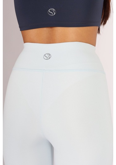 Soft&Basic Kadın Mavi İspanyol Paça Flare Yoga Tayt Pantalon Mavi