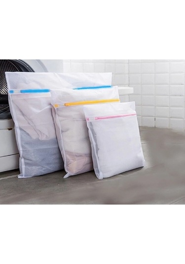 Lüx File 3'lü Çocuk , Bebek Çamaşır Yıkama Filesi Beyaz