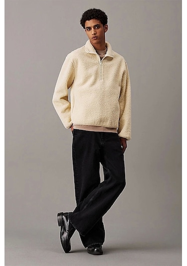 Calvin Klein Half Zıp Sherpa Bej