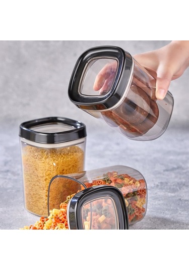 Ceronni Bonny Erzak Saklama Kabı 12li Set 1,8 Lt 1 Lt 600 Ml Siyah Siyah