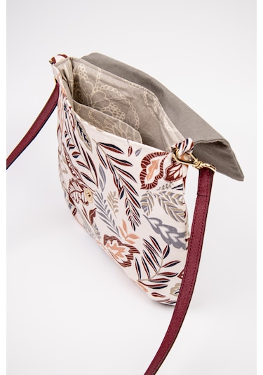 Fabric Craft Bag Omuz Çantası Desenli Kumaş Gri - Beyaz