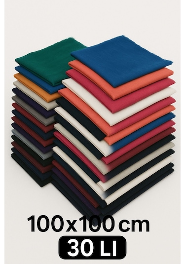 30'lu Flamlı Düzrenk Dağıtmalık Hac Umre Hediyelik Çeyizlik Flamlı Pamuk Eşarp Yazma Çok Renkli