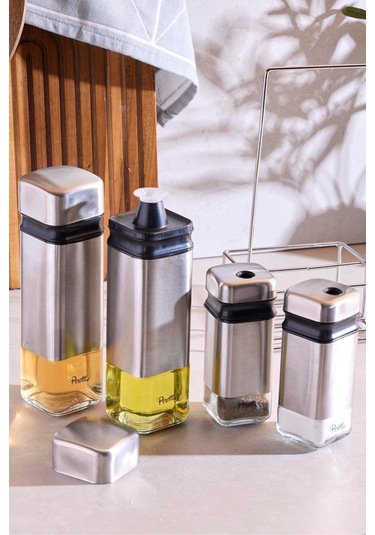 Cubıc 4'lü Standlı Yağlık-sirkelik Takımı Seffaf Şeffaf