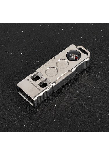 Jzcat Pusula Hayatta Kalma Düdüğü 2'si 1 Arada Çift Namlu Açık Vahşi Macera Tiz Yüksek Desibel Titanyum Alaşımlı Düdük-titanyum Ana Renk