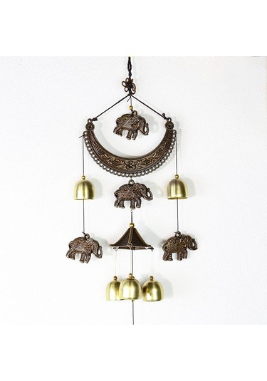 Windchime, Ev Dekorasyonu, Alaşım Rüzgar Çanları Fil Ay Zili Şanslı Feng Shui Kolye