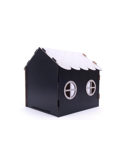 Ahşap Özel İsim Baskılı Dekoratif Kedi Evi-kulübesi, Kediler İçin Kulübe, Kedi Kulübesi Siyah
