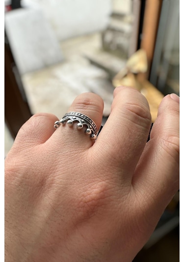 Gümüş Kral Kraliçe Tacı Sevgili Çift Yüzükleri + Tektaş Al43