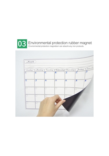Cbtx Manyetik Aylık Planlayıcı Buzdolabı Mıknatısı Pet Manyetik Yumuşak Beyaz Tahta, Boyut: 29,7cm X 42cm Yeşil