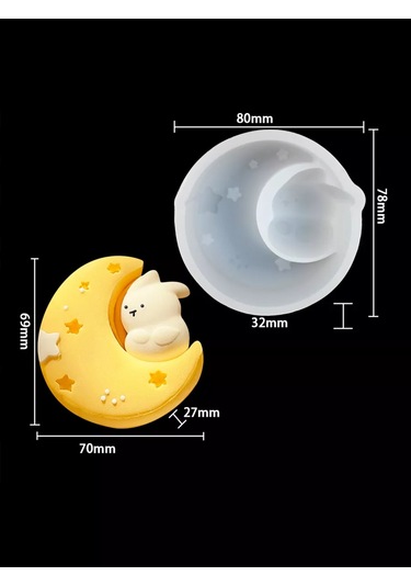 Shıne Luna Tavşan Şeklinde Silikon Puding Kalıbı 252530575 Beyaz