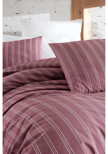 Organik Keten Çift Kişilik Nevresim Takımı Bordo