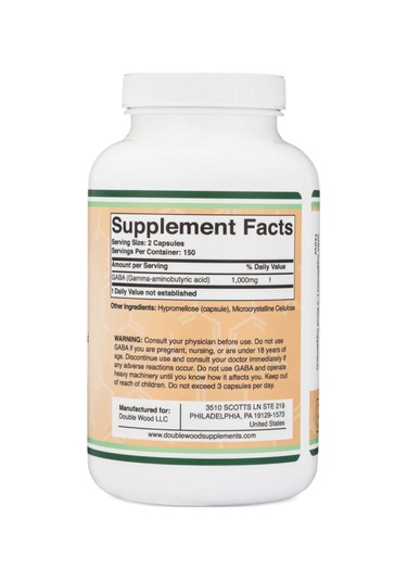 Doublewood Gaba 1,000,mg 300 Capsules.made In Usa. Tr Tek Yet...