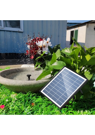 Lemestar 6 Nozzle Güneş Enerjili Çeşme Pompası - 1500mah Pil, Bahçe & Akvaryum İçin Otomatik Su Fıskiyesi 45cm Yükseklik