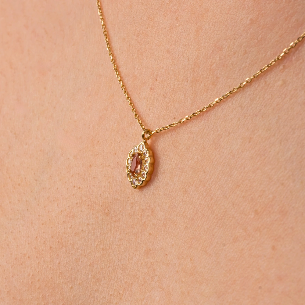 Gümüş Kolye - Zultanit Oval Taşlı 925 Ayar Gümüş Kolye Sarı