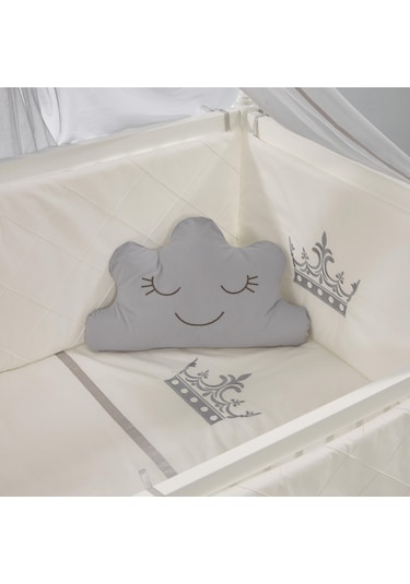 Meltem Kids Kral Sallanır Ahşap Anne Yanı Beşik 60x120 cm (beyaz-motto gri) Gri