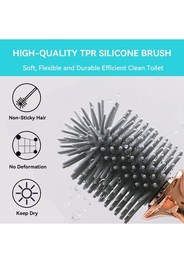 Siyah Tuvalet Fırçası Ve Tutacağı, Ergonomik Uzun Saplı Zarif Klozet Fırça Seti, Dekor Temizleme Aksesuarları, Dayanıklı, Derin Temizlik