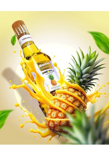 Saphori Ananas Aromalı Kokteyl Şurubu Ananas Şurubu 700 Ml