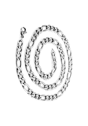 Figaro Erkek Paslanmaz Çelik Kolye Zincir Kalın 8Mm Eck19K (417464403) Beyaz