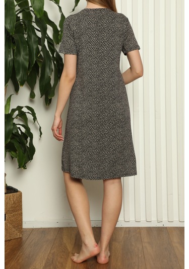 Hamile Tunik Gecelik Kısa Kollu Likralı Viskon SİYAH