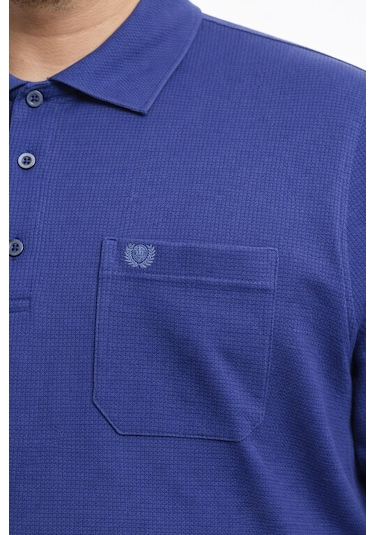 Classics Men Simenti Büyük Beden Erkek Polo Yaka Sweatshirt - 7564 Mavi