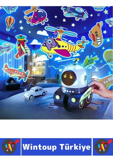 Dekoratif Gezegen Hayvan Özel Gün 21 Farklı 3d Film Çocuk Bebek Odası Robot Projektör Gece Lambası Çok Renkli