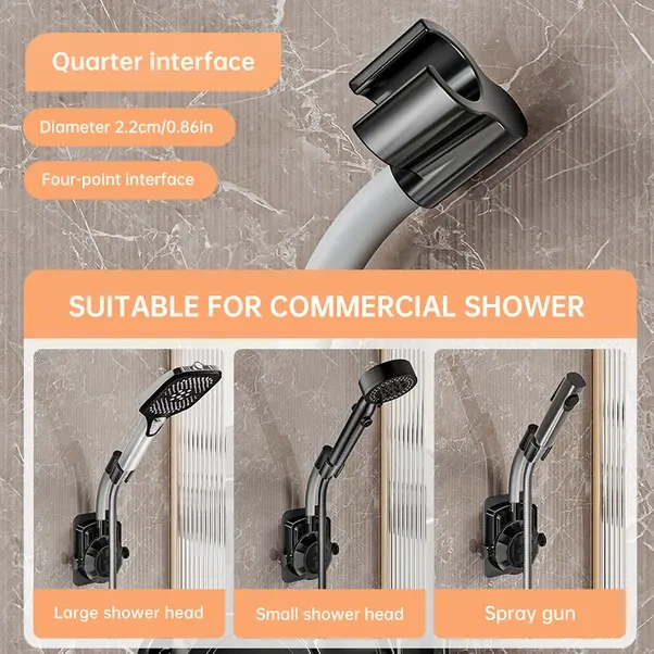 Elmpaly Duş Başlığı Askısı Deliksiz Siyah Tek Parça Modern Banyo Aksesuarı Siyah